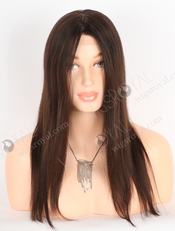 In Stock European Virgin Hair 16" Natural Straight Natural Brown Color Silk Top Gripper Wig GRP-08110-26910