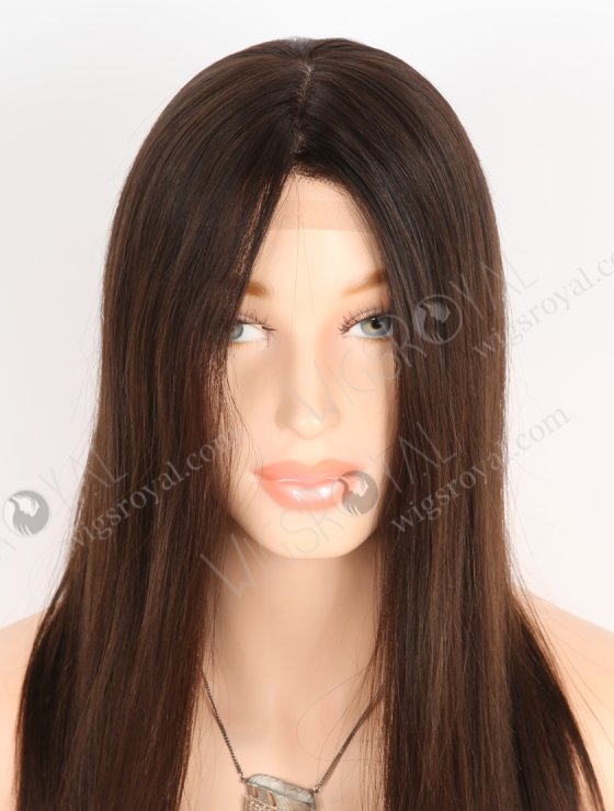 In Stock European Virgin Hair 16" Natural Straight Natural Brown Color Silk Top Gripper Wig GRP-08110-26911