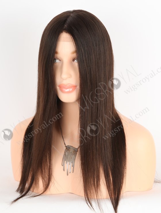 In Stock European Virgin Hair 16" Natural Straight Natural Brown Color Silk Top Gripper Wig GRP-08110-26912