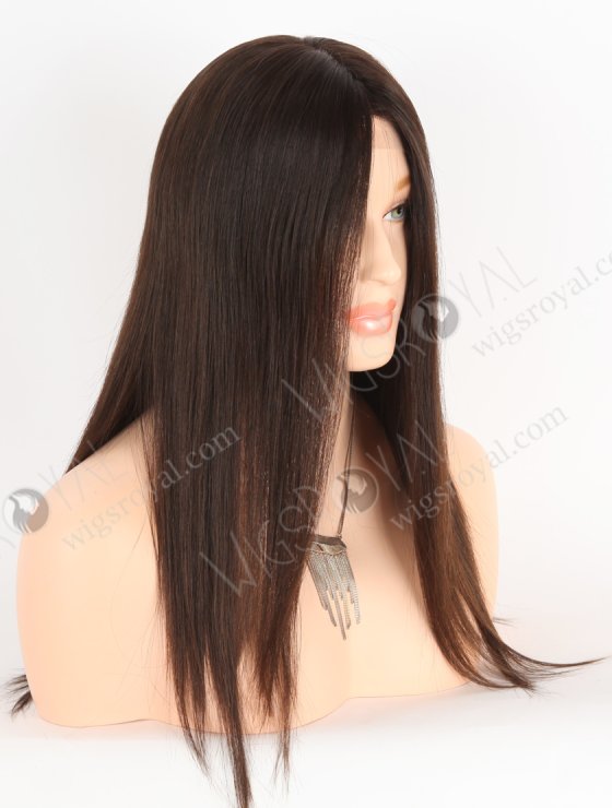 In Stock European Virgin Hair 16" Natural Straight Natural Brown Color Silk Top Gripper Wig GRP-08110-26913