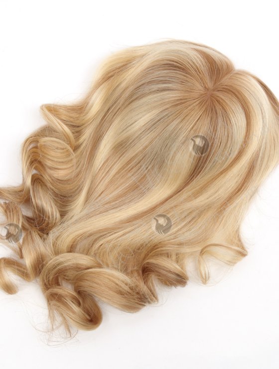 Large Base 16 Inch Wavy Blonde Hairpiece Wig Toppers for Women with Fine Hair Topper-068-27094