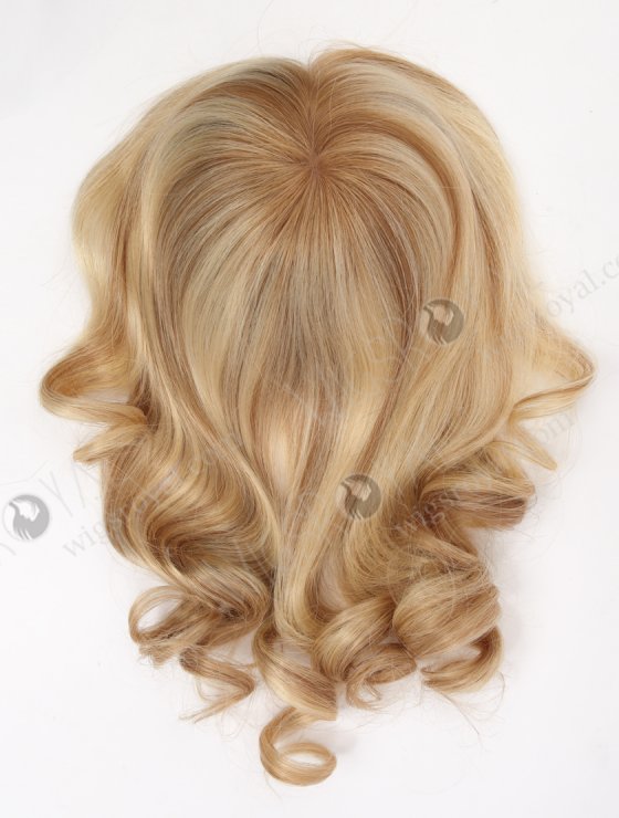 Large Base 16 Inch Wavy Blonde Hairpiece Wig Toppers for Women with Fine Hair Topper-068-27098