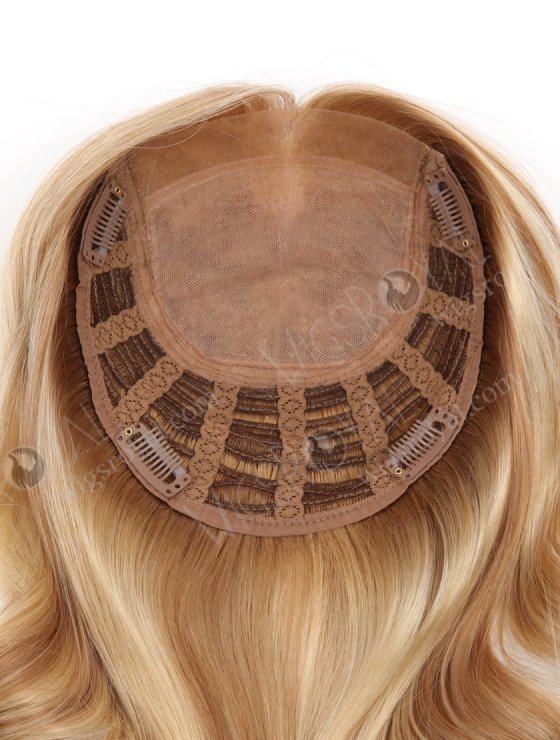 Large Base 16 Inch Wavy Blonde Hairpiece Wig Toppers for Women with Fine Hair Topper-068-27099