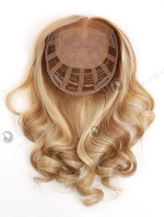 Large Base 16 Inch Wavy Blonde Hairpiece Wig Toppers for Women with Fine Hair Topper-068