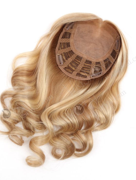 Large Base 16 Inch Wavy Blonde Hairpiece Wig Toppers for Women with Fine Hair Topper-068-27100