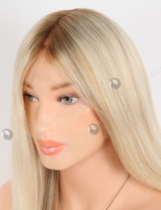Invisible HD Melting Lace Front Wig 18 Inch Brown Roots Brown European Remy Hair RLF-08043