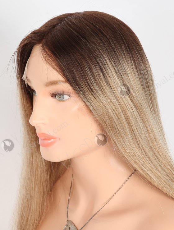 Most Realistic Single Knots Transparent HD Lace Front Wigs 18 Inch Straight European Hair Brown to Blonde Ombre Color RLF-08045-27421