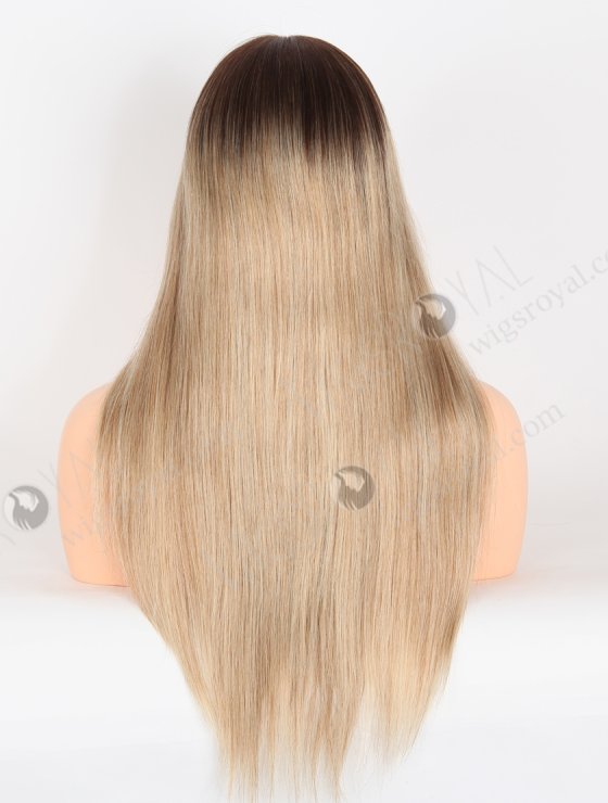 Most Realistic Single Knots Transparent HD Lace Front Wigs 18 Inch Straight European Hair Brown to Blonde Ombre Color RLF-08045-27427