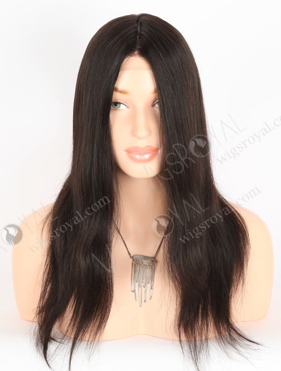 In Stock European Virgin Hair 16" Natural Straight Natural Black Color Silk Top Gripper Wig GRP-08111-27359