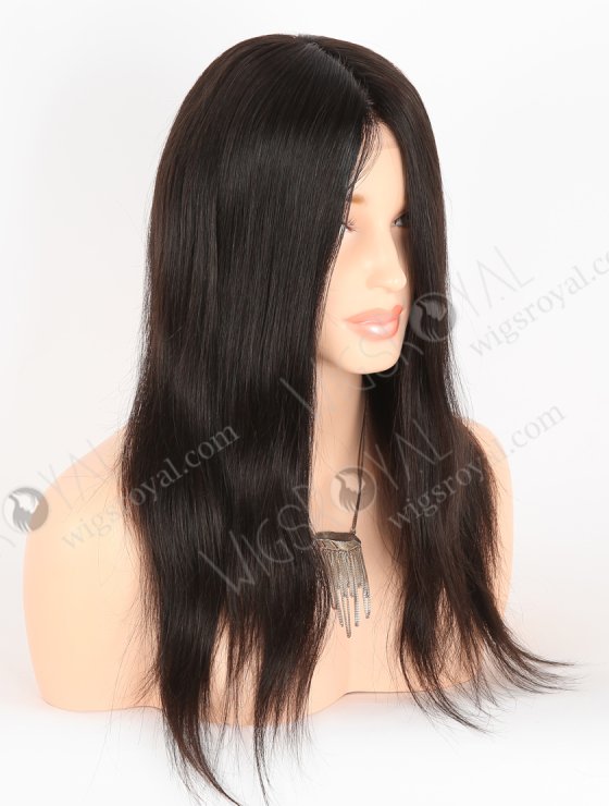 In Stock European Virgin Hair 16" Natural Straight Natural Black Color Silk Top Gripper Wig GRP-08111-27360