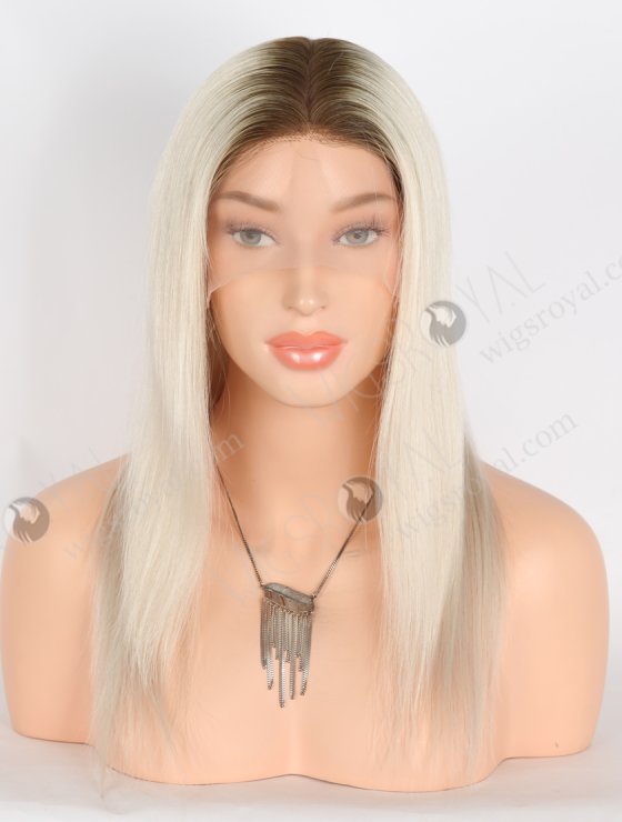 In Stock European Virgin Hair 14" Straight T9#/White Color Silk Top Full Lace Wig STW-827-27502