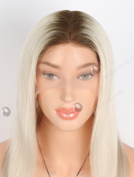 In Stock European Virgin Hair 14" Straight T9#/White Color Silk Top Full Lace Wig STW-827-27501