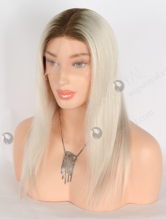 In Stock European Virgin Hair 14" Straight T9#/White Color Silk Top Full Lace Wig STW-827-27503