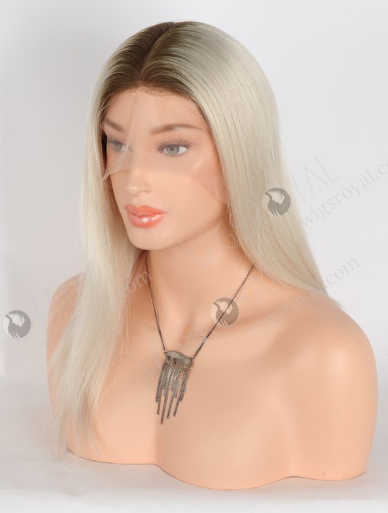 In Stock European Virgin Hair 14" Straight T9#/White Color Silk Top Full Lace Wig STW-827-27508