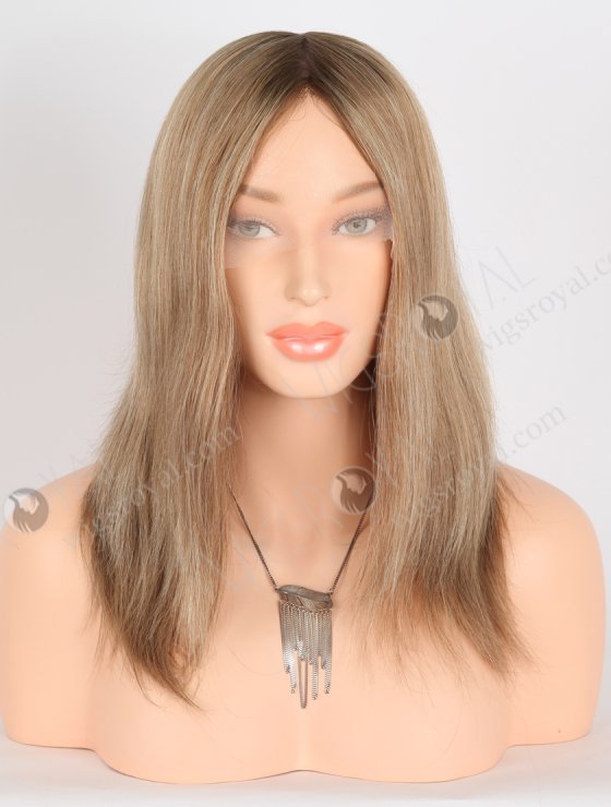 Luxury 12 Inch Double Drawn Caucasian Human Hair Wigs for Thinning Hair Fashion Brown and Blonde Blended Color GRD-08032-27654