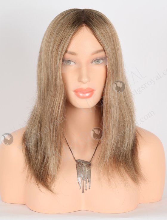 Luxury 12 Inch Double Drawn Caucasian Human Hair Wigs for Thinning Hair Fashion Brown and Blonde Blended Color GRD-08032