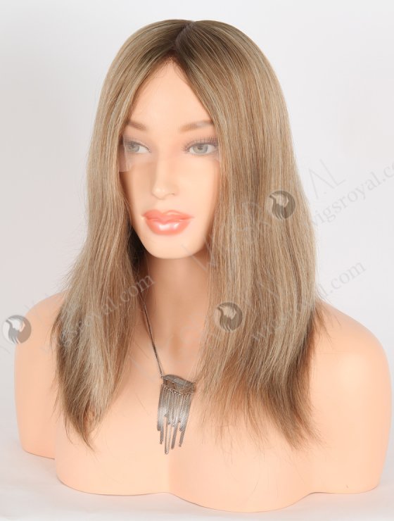 Luxury 12 Inch Double Drawn Caucasian Human Hair Wigs for Thinning Hair Fashion Brown and Blonde Blended Color GRD-08032-27655