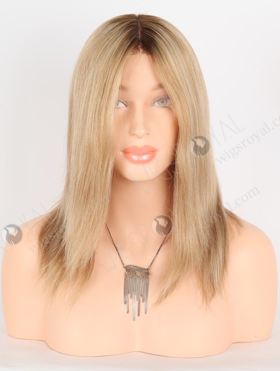 Shoulder Length Brown Blonde Wig Best Quality 12 Inch Double Drawn European Hair Lace Front Silk Top Glueless Wigs GRD-08027