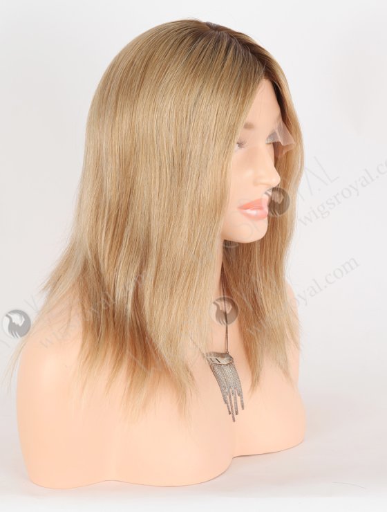 Shoulder Length Brown Blonde Wig Best Quality 12 Inch Double Drawn European Hair Lace Front Silk Top Glueless Wigs GRD-08027-27597