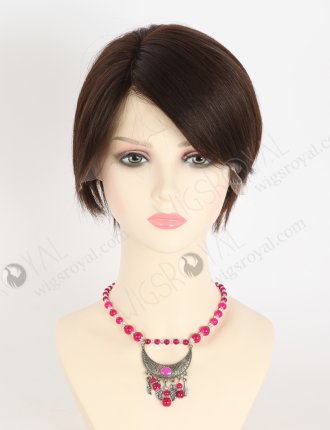 Natural Dark Brown Color Pixie Cut Wig Lace Front Human Hair Wig For Women WR-CLF-063