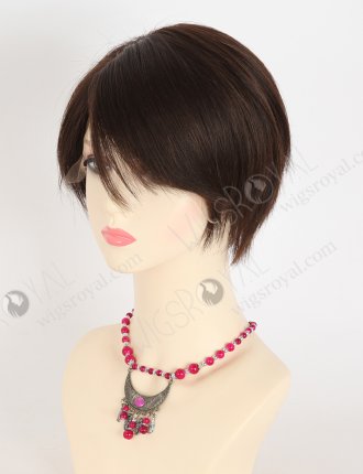 Natural Dark Brown Color Pixie Cut Wig Lace Front Human Hair Wig For Women WR-CLF-063