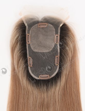 All One Length Silk Top Full Hand Tied Lace Topper With Ombre Color WR-TC-097