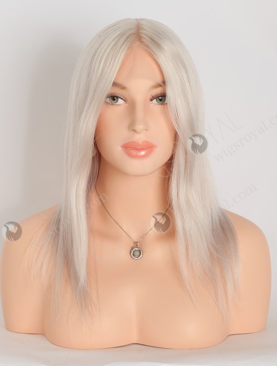 In Stock European Virgin Hair 12" Straight Silver Color Lace Front Silk Top Glueless Wig GLL-08075-27958