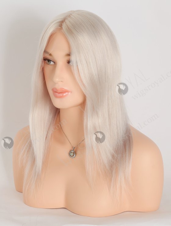 In Stock European Virgin Hair 12" Straight Silver Color Lace Front Silk Top Glueless Wig GLL-08075-27961