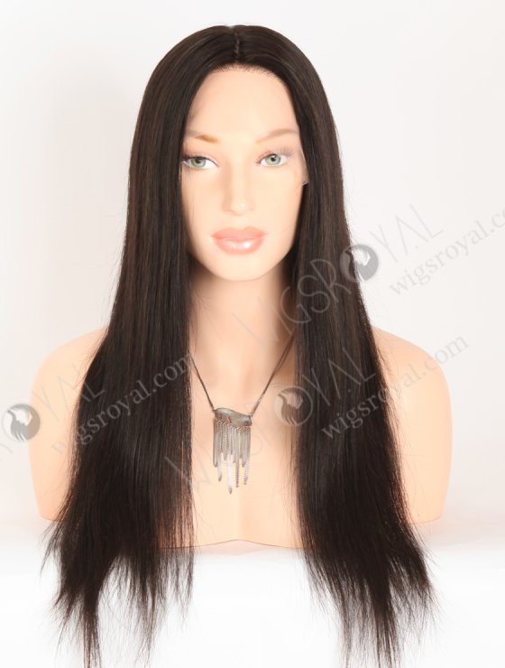 In Stock European Virgin Hair 18" Straight Natural Black Color Lace Front Silk Top Glueless Wig GLL-08073