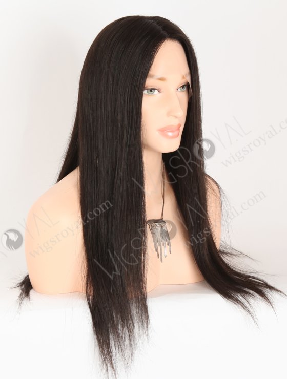 In Stock European Virgin Hair 18" Straight Natural Black Color Lace Front Silk Top Glueless Wig GLL-08073-28062