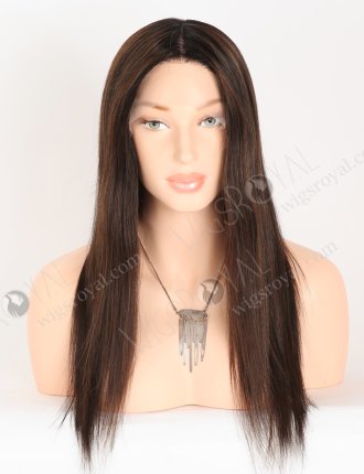 In Stock European Virgin Hair 16" Straight T1/3# With 1# Highlights Color Lace Front Silk Top Glueless Wig GLL-08079