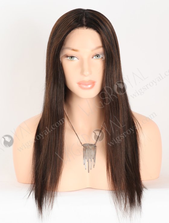 In Stock European Virgin Hair 16" Straight T1/3# With 1# Highlights Color Lace Front Silk Top Glueless Wig GLL-08079