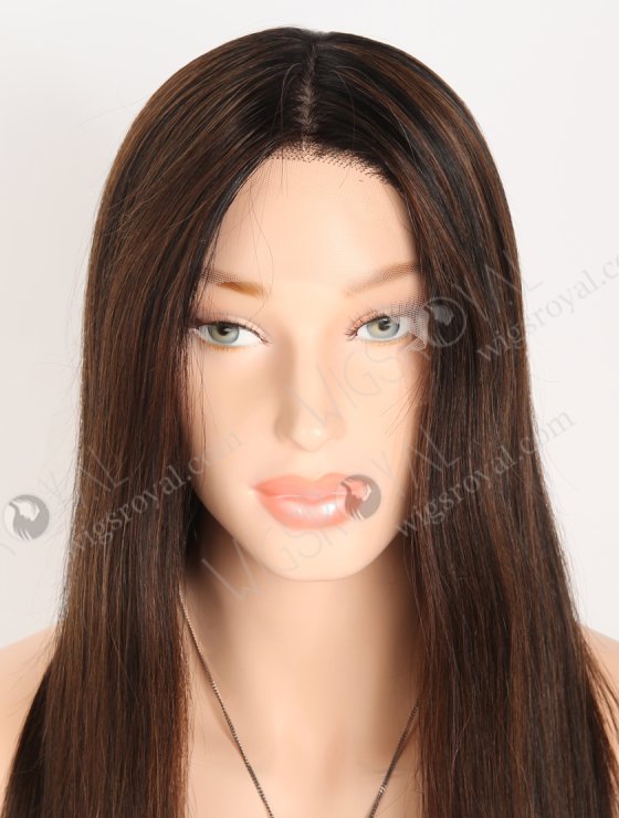 In Stock European Virgin Hair 16" Straight T1/3# With 1# Highlights Color Lace Front Silk Top Glueless Wig GLL-08079-28001