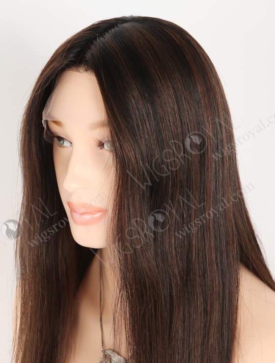 In Stock European Virgin Hair 16" Straight T1/3# With 1# Highlights Color Lace Front Silk Top Glueless Wig GLL-08079-28004