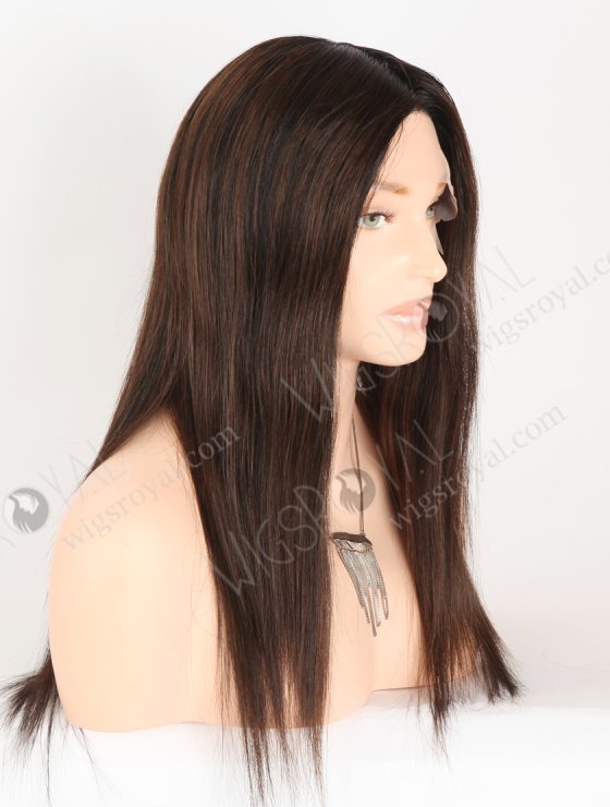 In Stock European Virgin Hair 16" Straight T1/3# With 1# Highlights Color Lace Front Silk Top Glueless Wig GLL-08079-28005