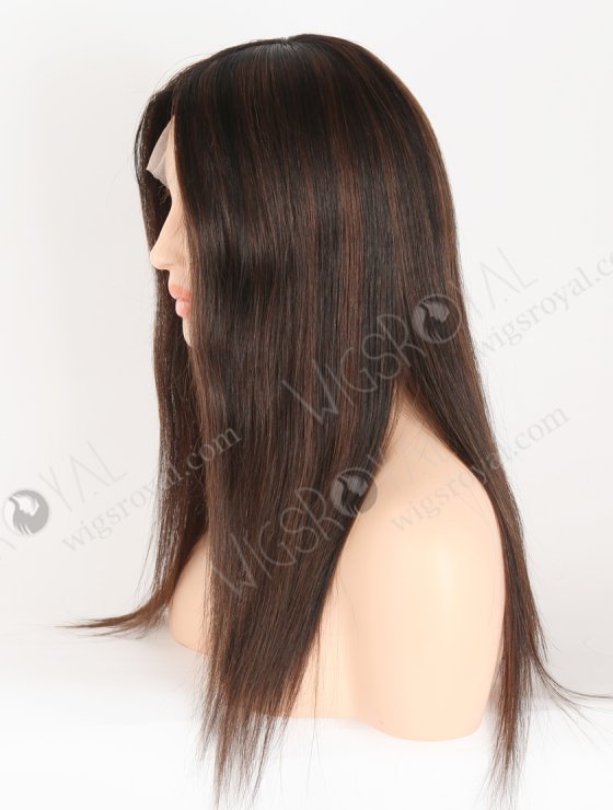 In Stock European Virgin Hair 16" Straight T1/3# With 1# Highlights Color Lace Front Silk Top Glueless Wig GLL-08079-28007