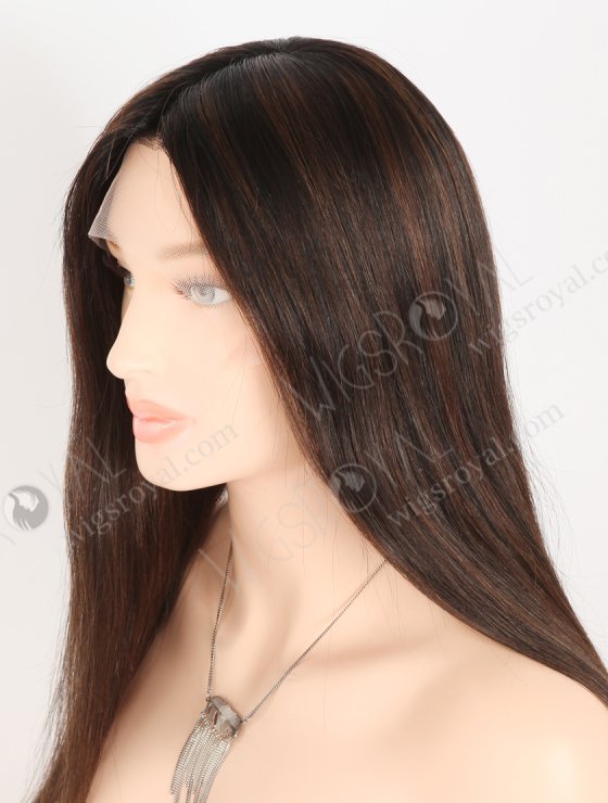 In Stock European Virgin Hair 16" Straight T1/3# With 1# Highlights Color Lace Front Silk Top Glueless Wig GLL-08079-28008