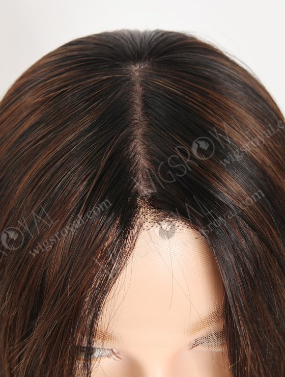 In Stock European Virgin Hair 16" Straight T1/3# With 1# Highlights Color Lace Front Silk Top Glueless Wig GLL-08079-28011