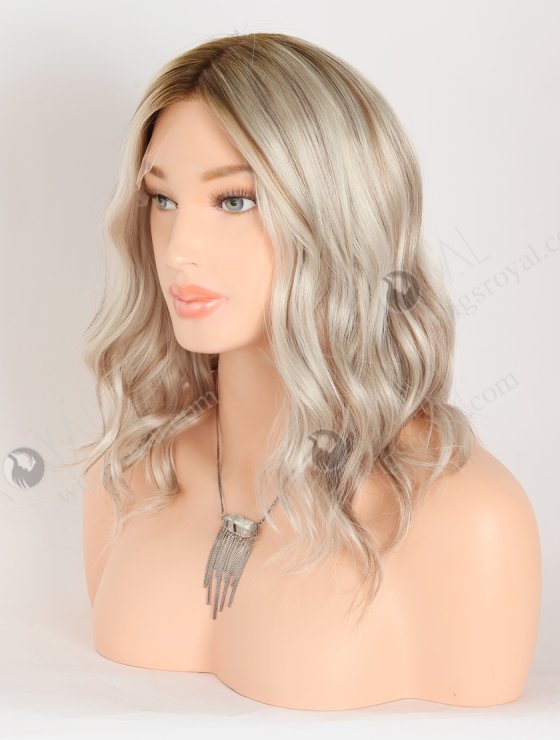 In Stock European Virgin Hair 12" All One Length Straight T9/White With 9# Highlights Color Lace Front Silk Top Glueless Wig GLL-08082-28032