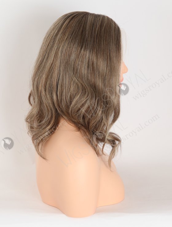 Fashion Mixed White Color With Brown Root Slight Wave Mono Top Glueless Wigs GLM-08004-28077