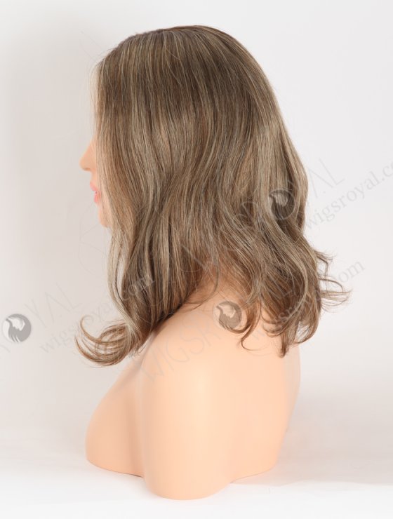 Fashion Mixed White Color With Brown Root Slight Wave Mono Top Glueless Wigs GLM-08004-28080