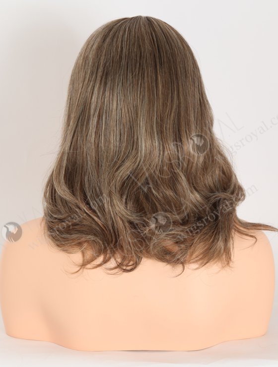 Fashion Mixed White Color With Brown Root Slight Wave Mono Top Glueless Wigs GLM-08004-28083