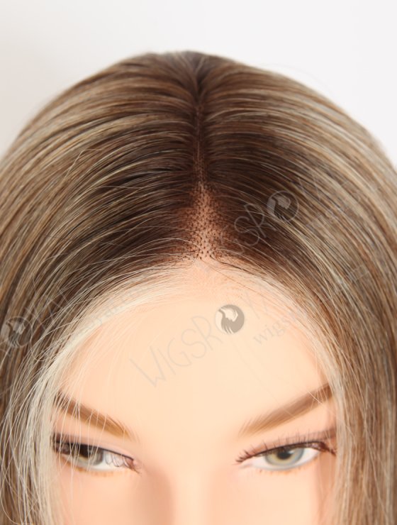 Fashion Mixed White Color With Brown Root Slight Wave Mono Top Glueless Wigs GLM-08004-28085