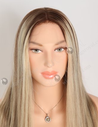 In Stock European Virgin Hair 18" Straight T4/22# With 4# Highlights Color Lace Front Silk Top Glueless Wig GLL-08078