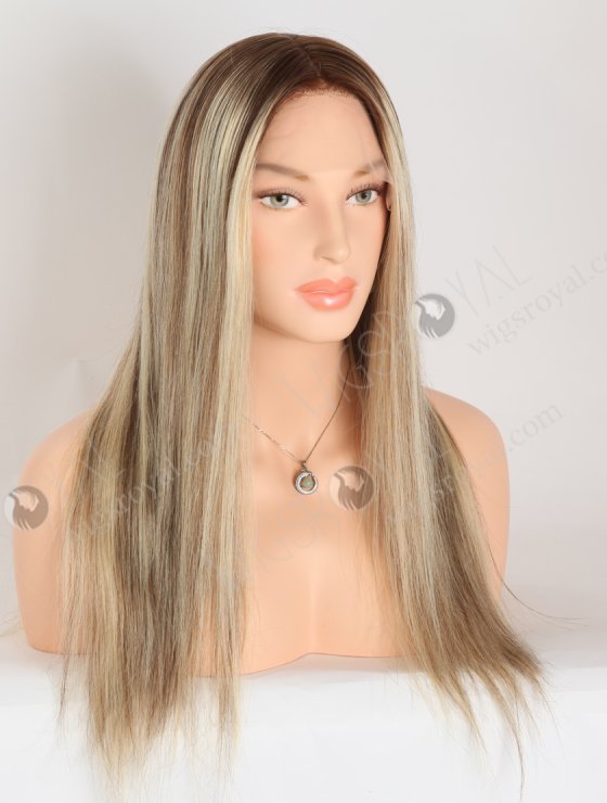 In Stock European Virgin Hair 18" Straight T4/22# With 4# Highlights Color Lace Front Silk Top Glueless Wig GLL-08078-28091