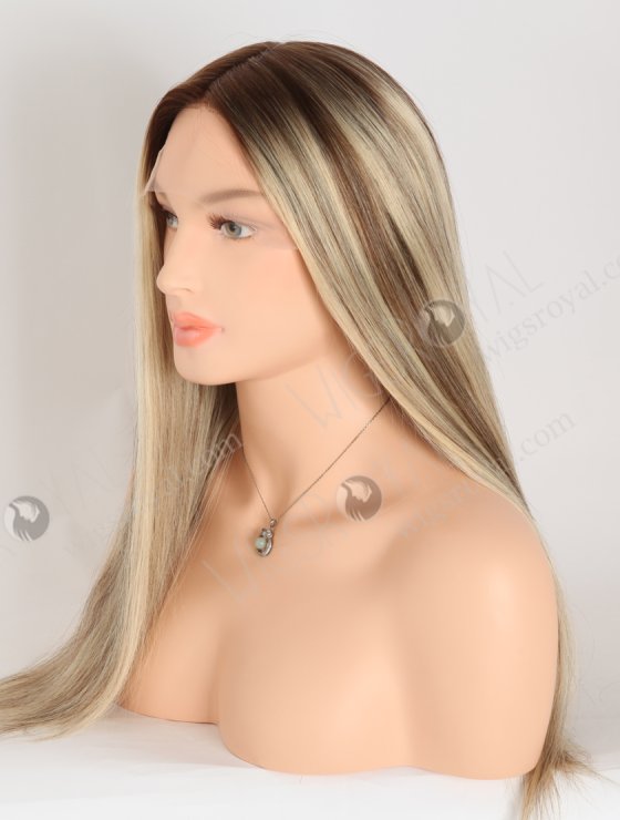 In Stock European Virgin Hair 18" Straight T4/22# With 4# Highlights Color Lace Front Silk Top Glueless Wig GLL-08078-28094