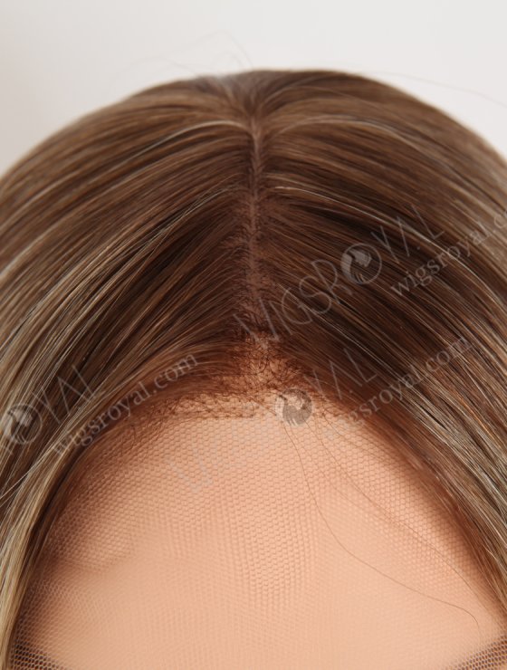 In Stock European Virgin Hair 18" Straight T4/22# With 4# Highlights Color Lace Front Silk Top Glueless Wig GLL-08078-28098