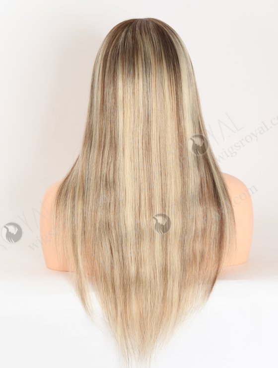 In Stock European Virgin Hair 18" Straight T4/22# With 4# Highlights Color Lace Front Silk Top Glueless Wig GLL-08078-28100