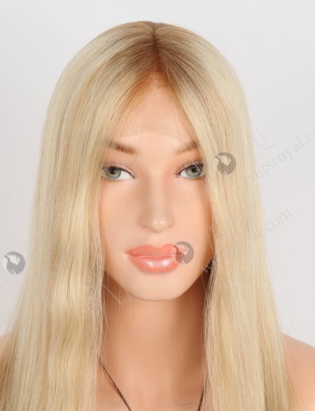 Undetectable 20 Inch European Hair Small Cap Size Brown Roots Long Blonde Lace Front Wig for Caucasian Women RLF-08069