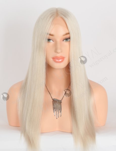 Best Natural Looking Wigs for Caucasian Gorgeous 18 Inch Straight White Blonde Transparent HD Melting Lace Front Wig RLF-08070